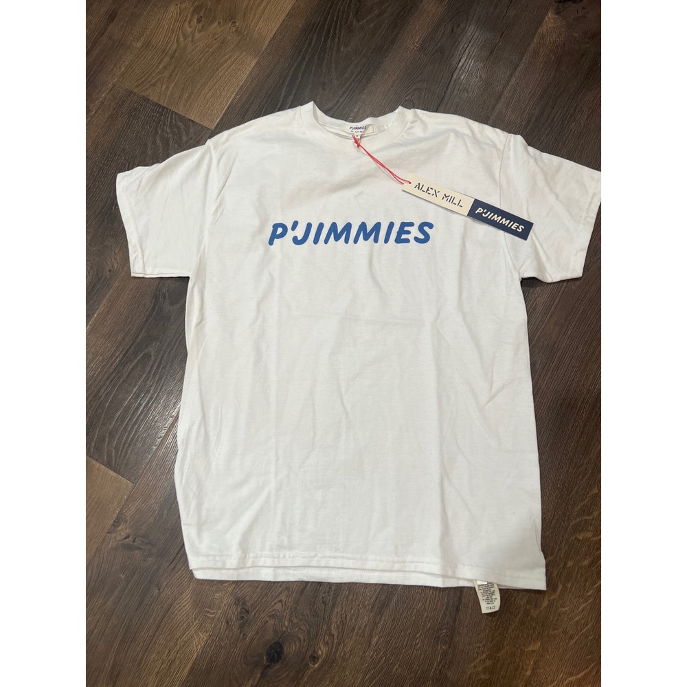 Alex Mill PJimmies Graphic T-Shirt White Blue Logo Cotton‎ Mens Small NWT